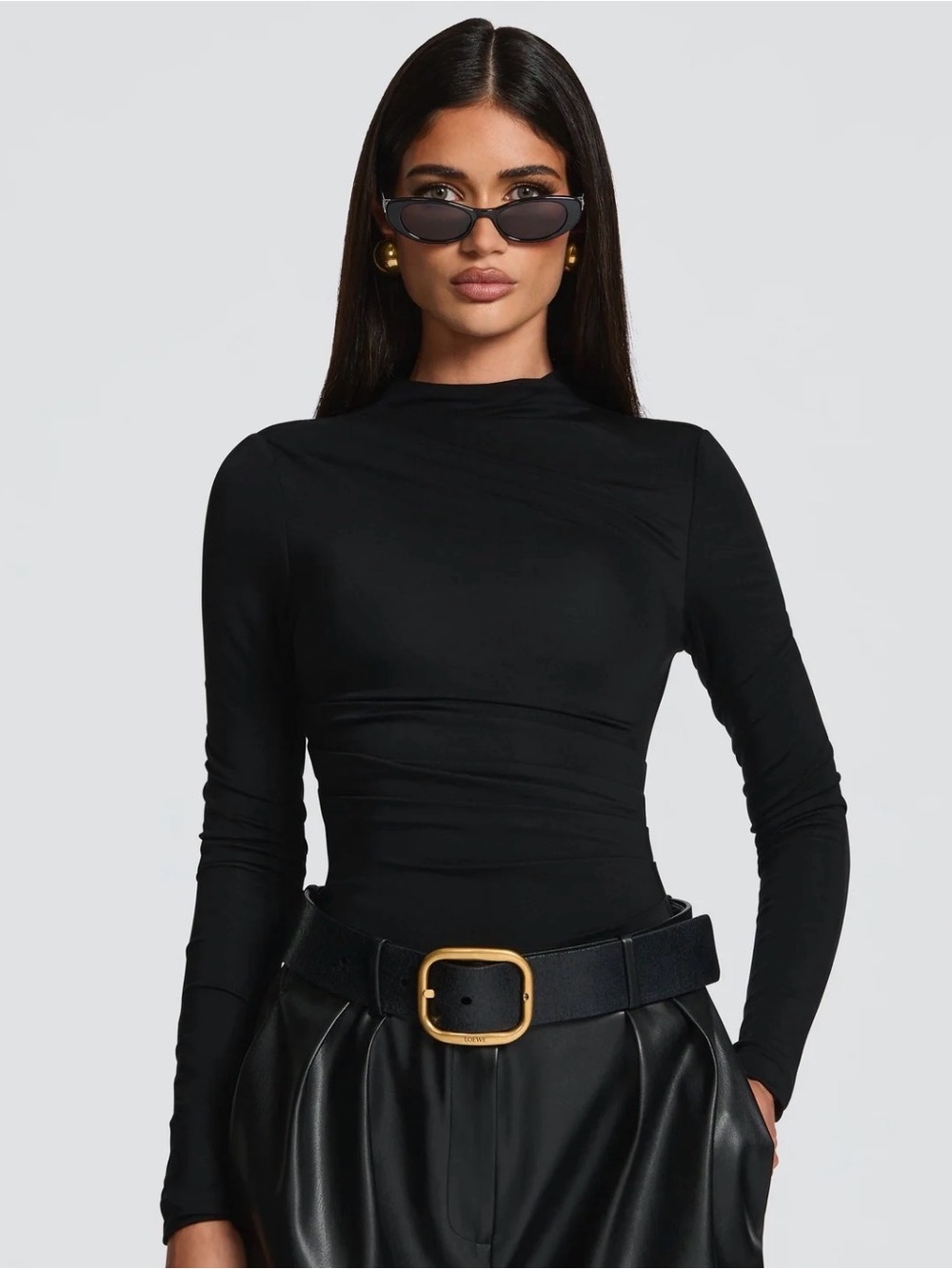 Fitted Long Sleeve Mock Neck bodysuit